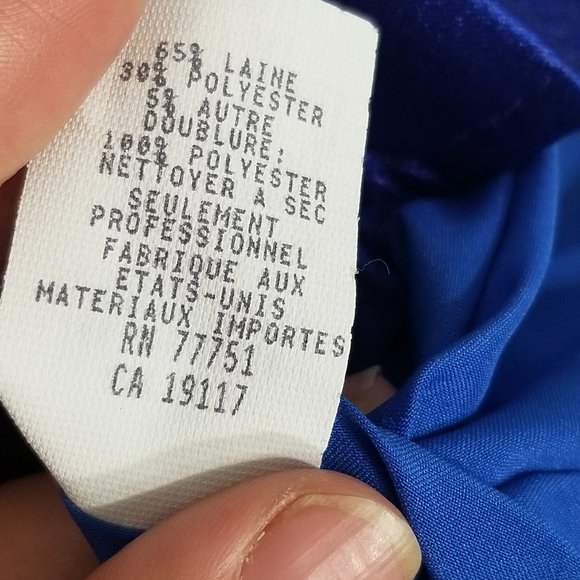 Betsey Johnson NEW Royal Blue Coquette Satiny Pleated Neck Hem Wool Blend 2 NWT - Picture 9 of 12